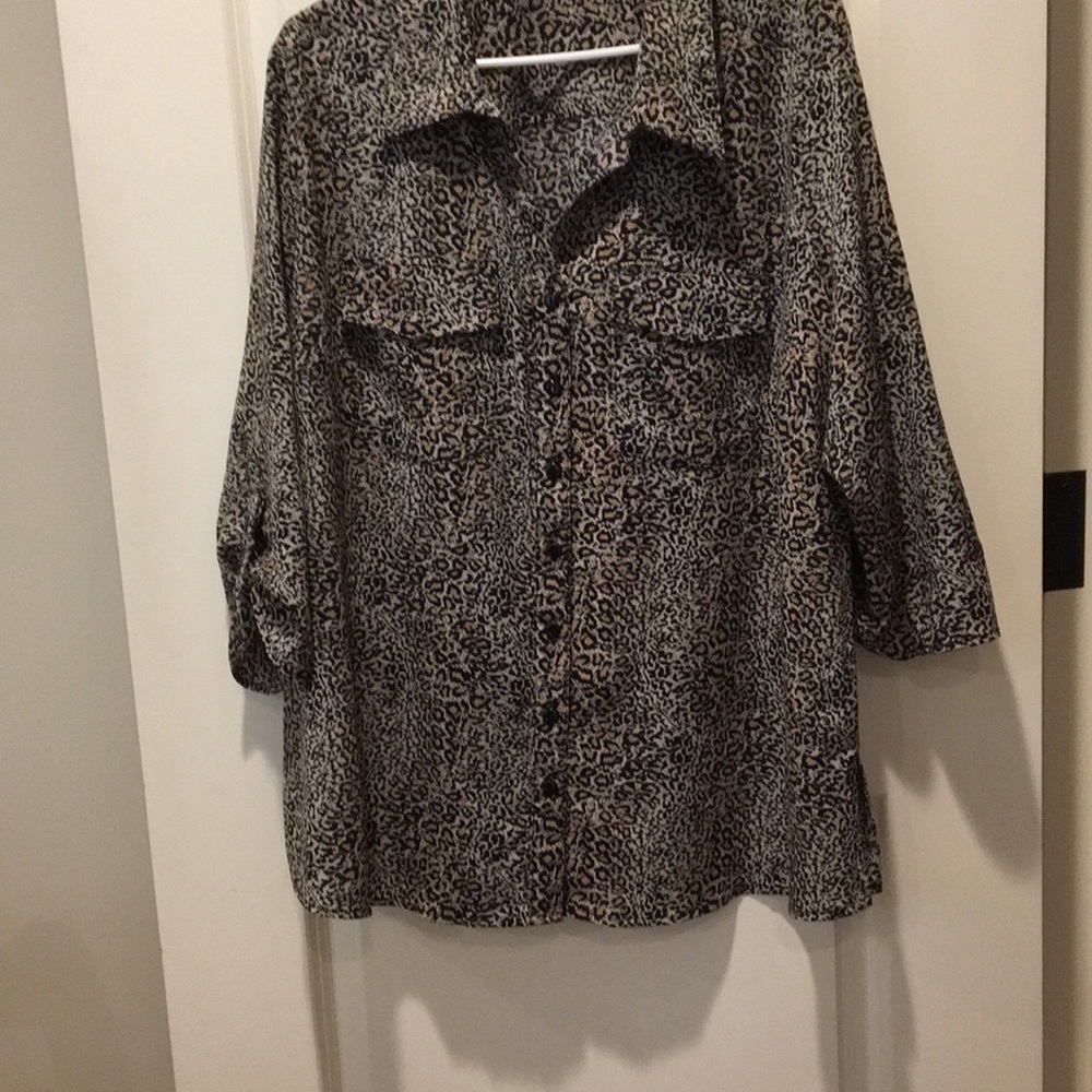 Elementz Animal Print Button Down Collar Top Blou… - image 8